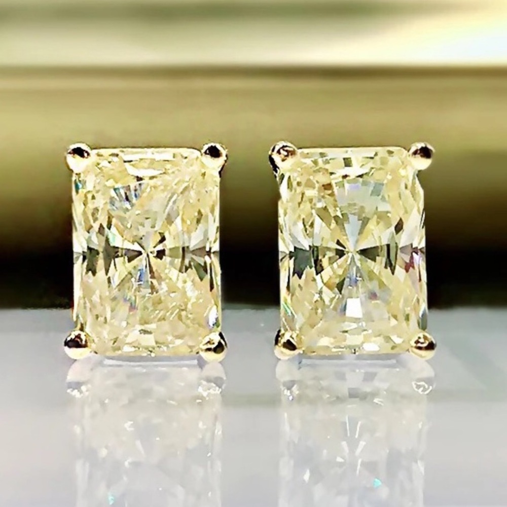 1ct Radiant Canary Studs